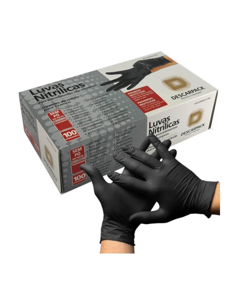 imagem do produto Luva descarpack nitrilica sem po preta p 100 unidades - DESCARPACK