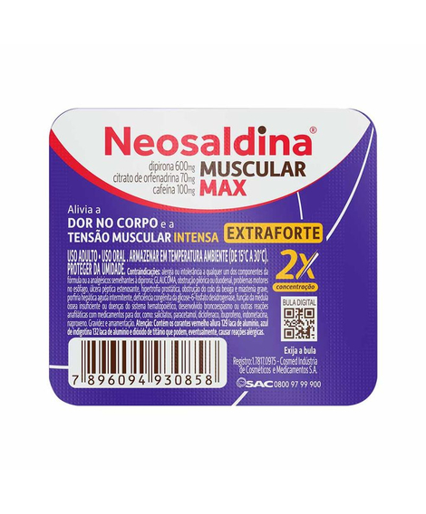 imagem do produto Neosaldina muscular max 4 comprimidos - MANTECORP FARMASA