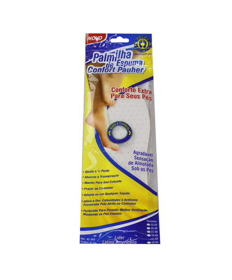 imagem do produto Palmilha de espuma confort pauher branca tam 33/34  - ORTHO PAUHER