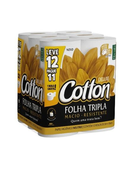 imagem do produto Papel higienico cotton folha tripla 12 pague 11 - SOFTYS