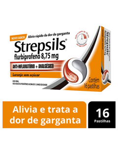 imagem de Pastilhas strepsils laranja sem açúcar 16 unidades - RECKITT BENCKISER