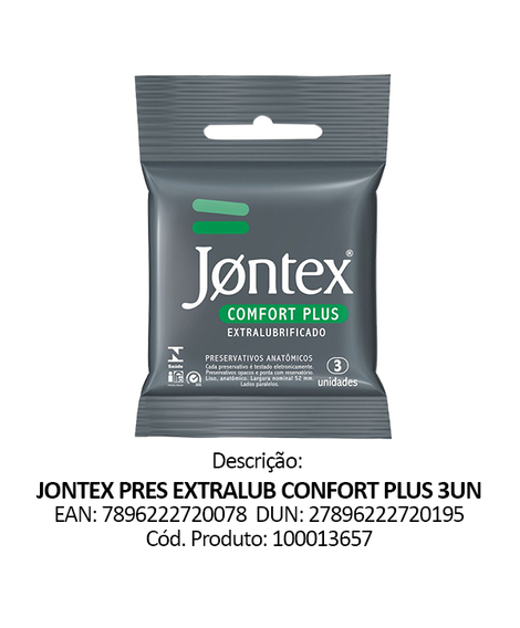 imagem do produto Preservativo jontex extra lubrificado 3 unidades - RECKITT BENCKISER