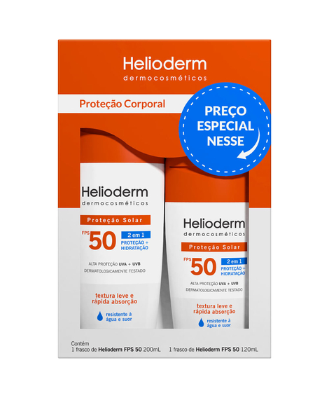 imagem do produto Protetor solar helioderm kit fps50 200ml + fps50 120ml - HERTZ