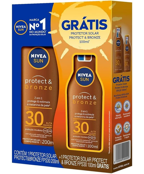 imagem do produto Protetor solar nivea sun protect&bronze fps30 200ml+100ml - NIVEA