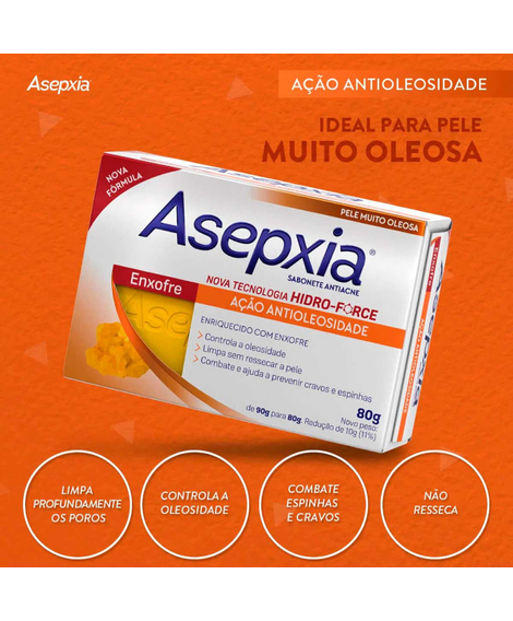imagem do produto Sabonete anti-acne asepxia enxofre 80g - RAZZO LTDA