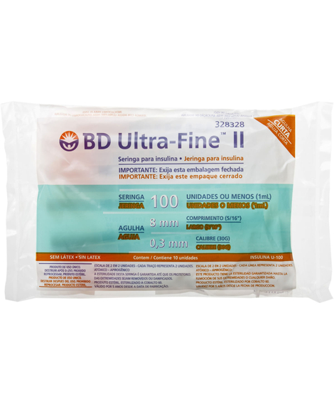 imagem do produto Seringa bd ultrafine 100 x 8mm 10 unidades - BECTON DICKINSON