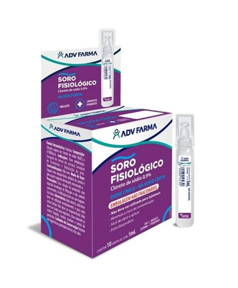 imagem do produto Soro fisiologico adv ampola 5ml 10un - ADV