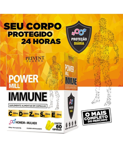 imagem de Suplemento power mill immune c+d+zinco+selênio+e 60 cápsulas - PREVENT PHARMA