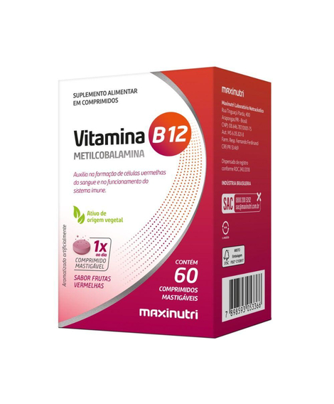 imagem do produto Vitamina b12 metilcobalamina 60 cpsulas - MAXINUTRI