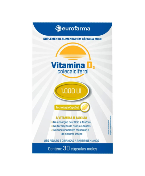 imagem do produto Vitamina d 1.000ui 30 c�psulas eurofarma - EUROFARMA