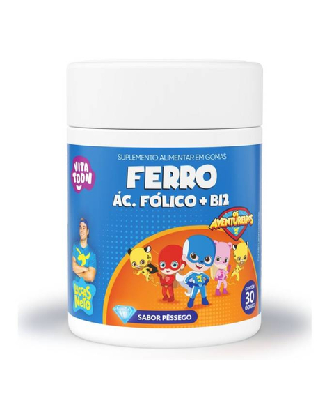 imagem do produto Vitatoon ferro+vitamina b12+cido flico 2g 30 gomas pssego - MAXINUTRI